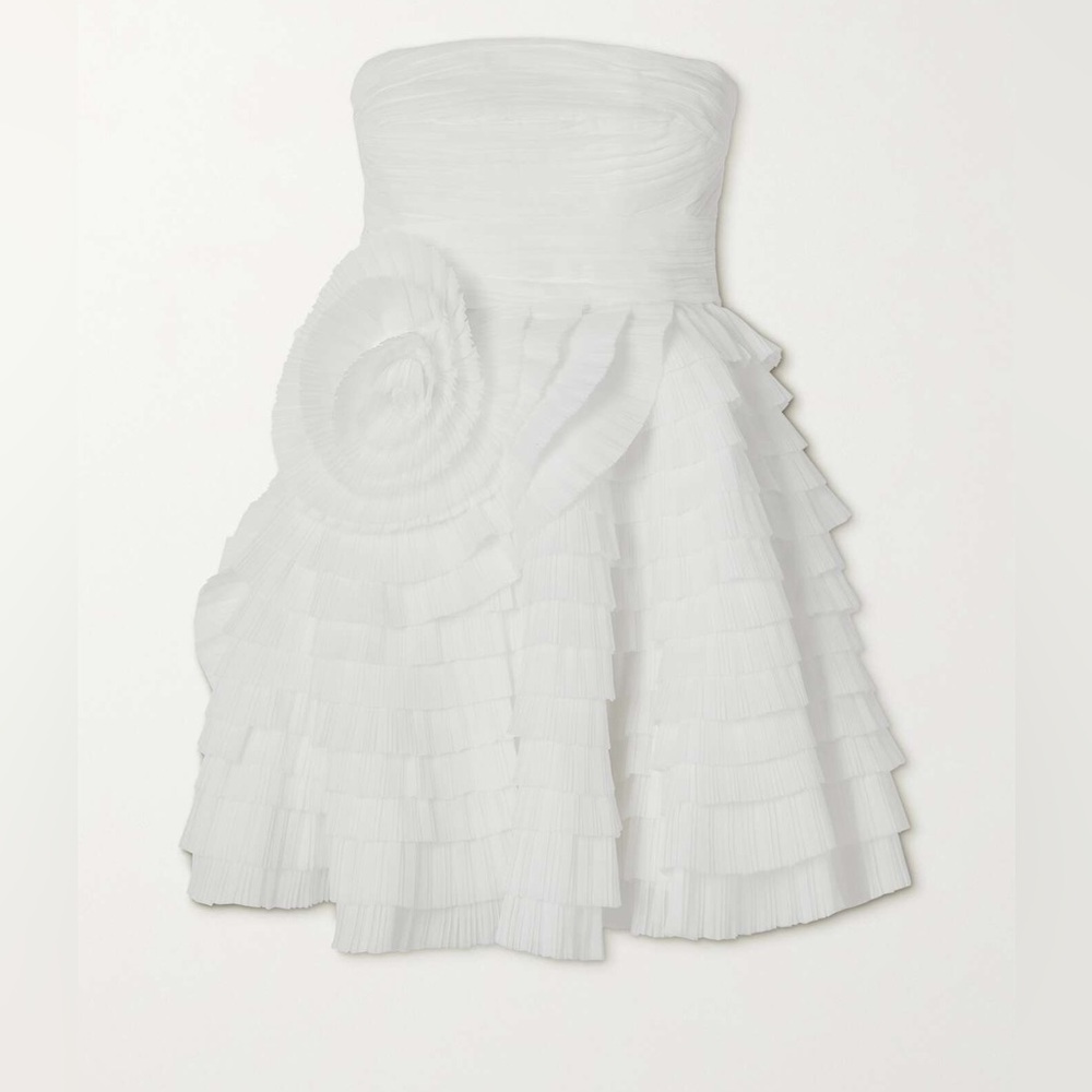 Aje Expressive Tiered Pleated Organza Mini Dress